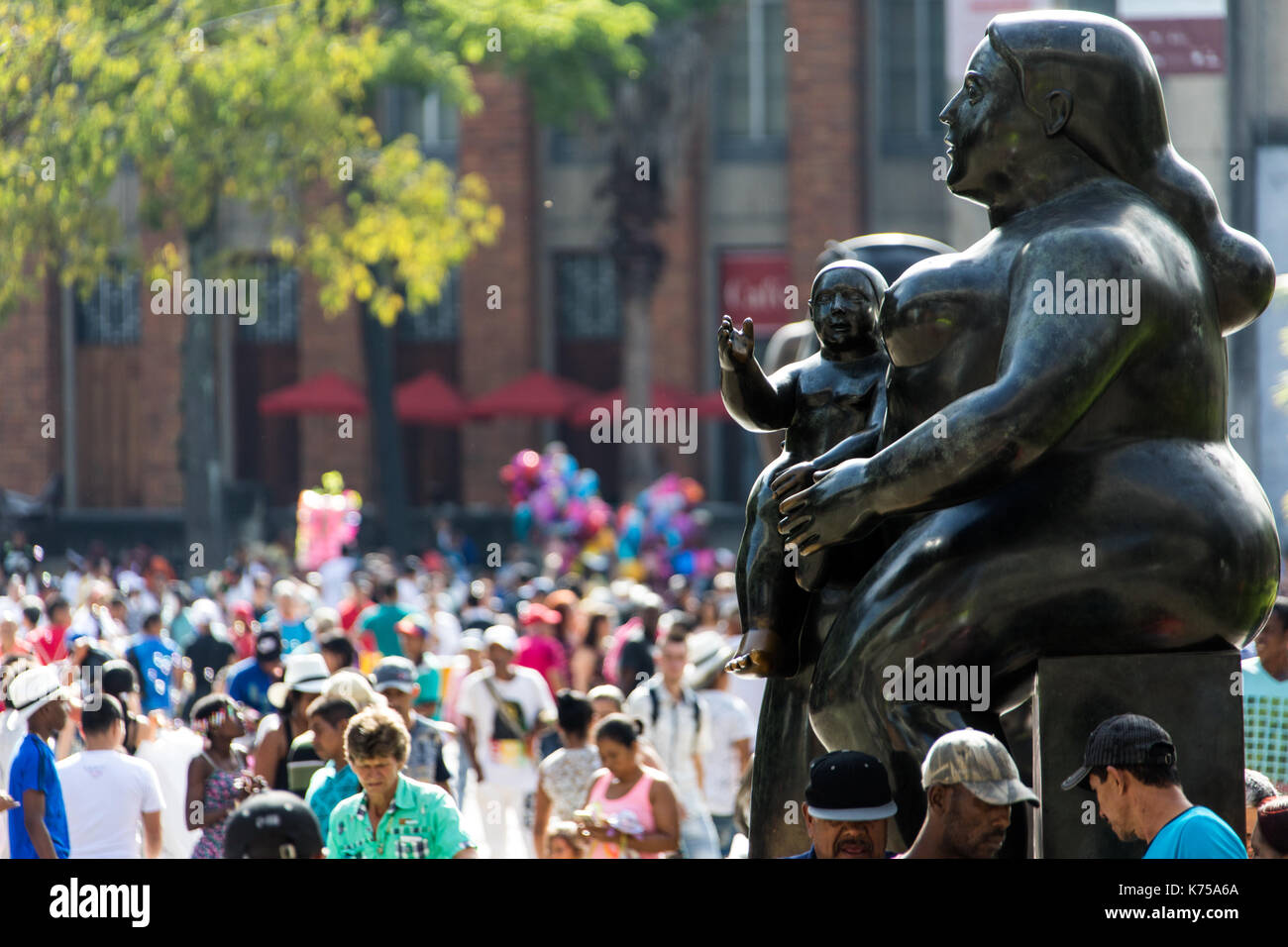 La Maternidad sculpture, Botero Plaza, Medellin, Colombia Stock Photo