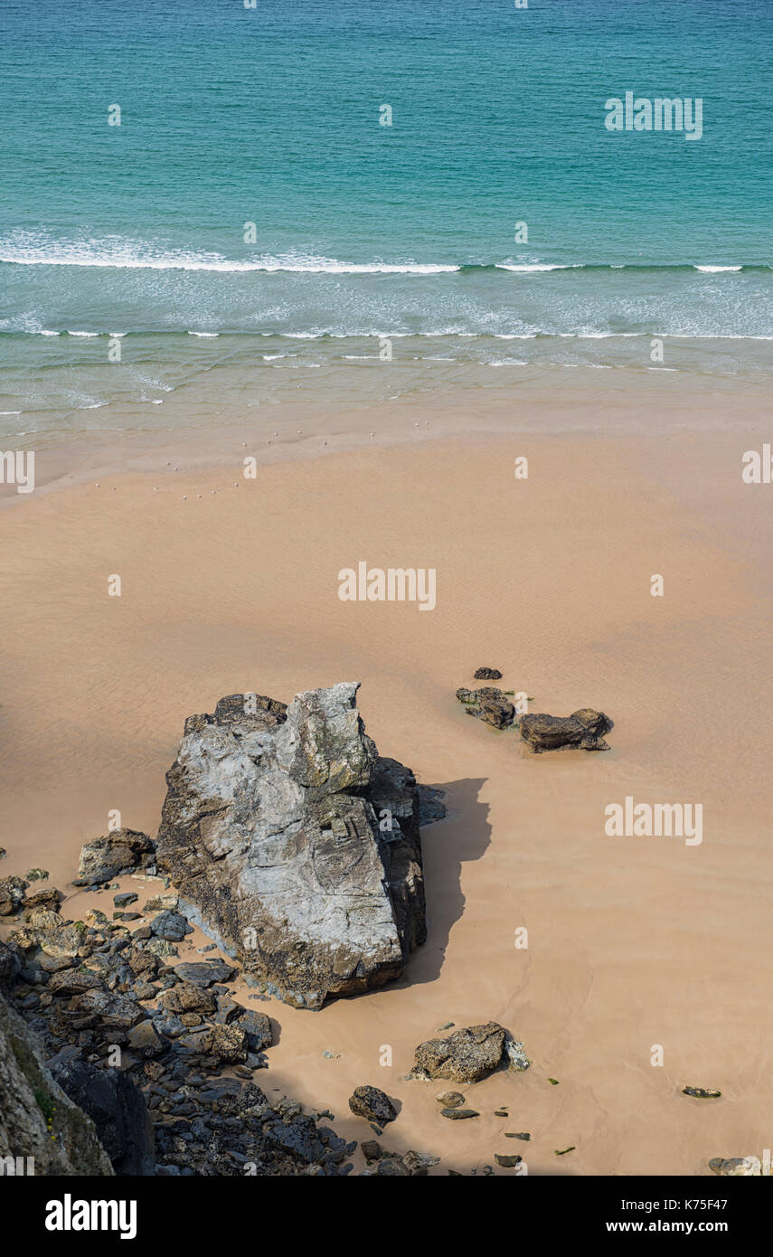 The beach at Bedruthan Steps on the northern coast of Cornwall in England, UK Stock Photo
