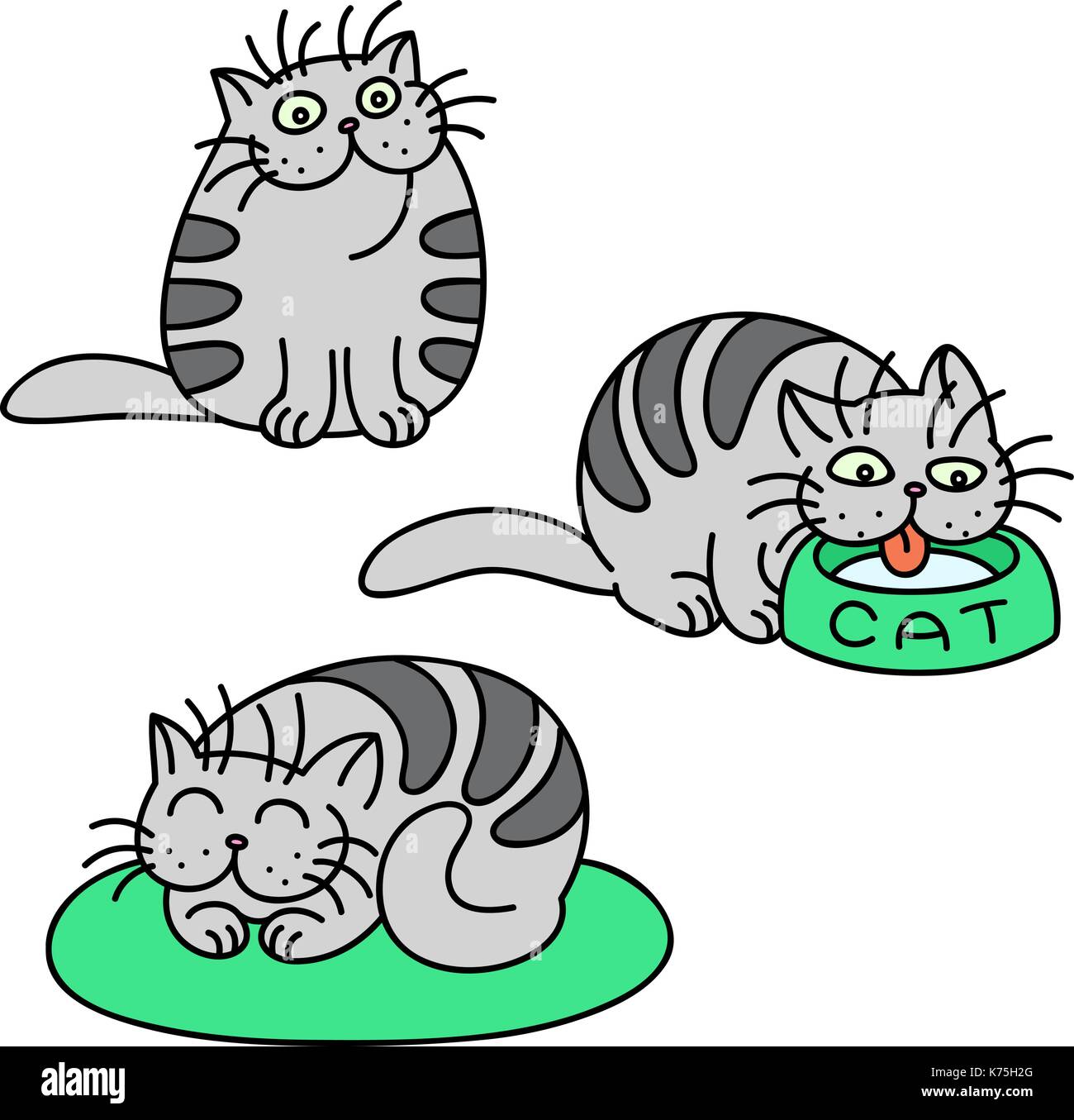 Fat Grey Cat Stock Vector Images - Alamy