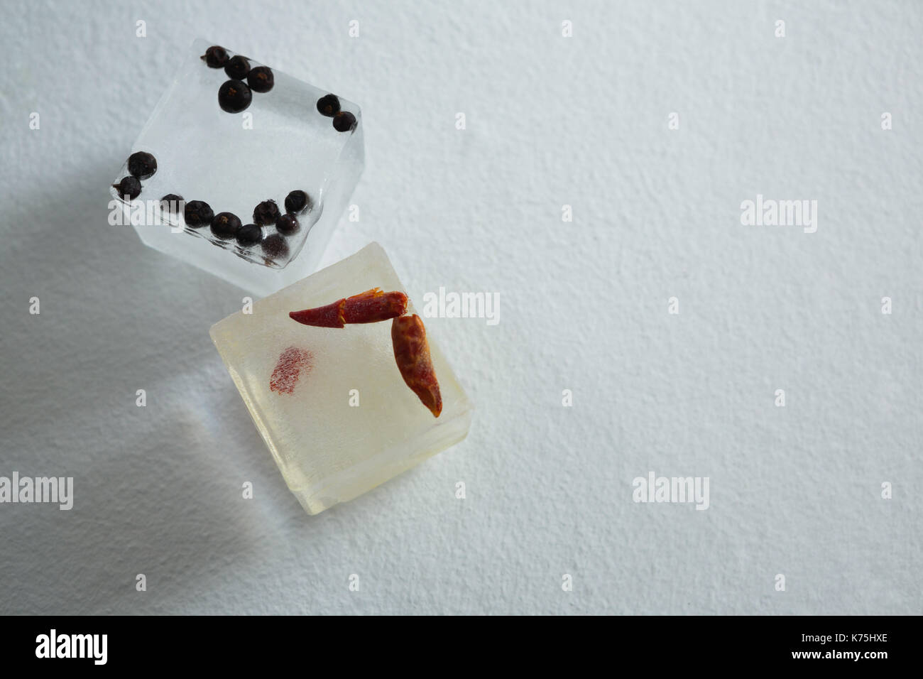 Close-up of flavored ice cubes with spices Stock Photo
