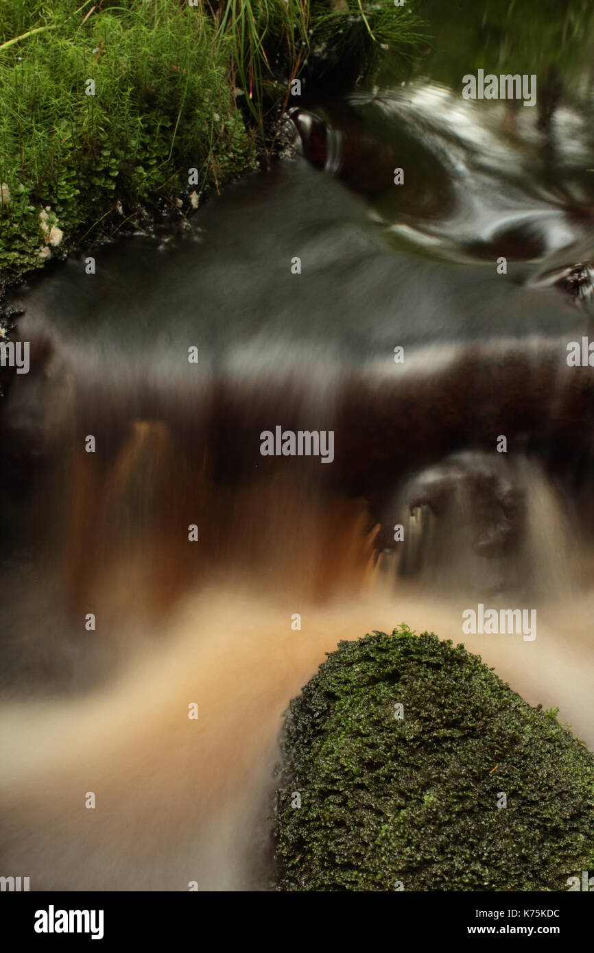 fast mountain stream, cascade water, long exposure soften Stock Photo