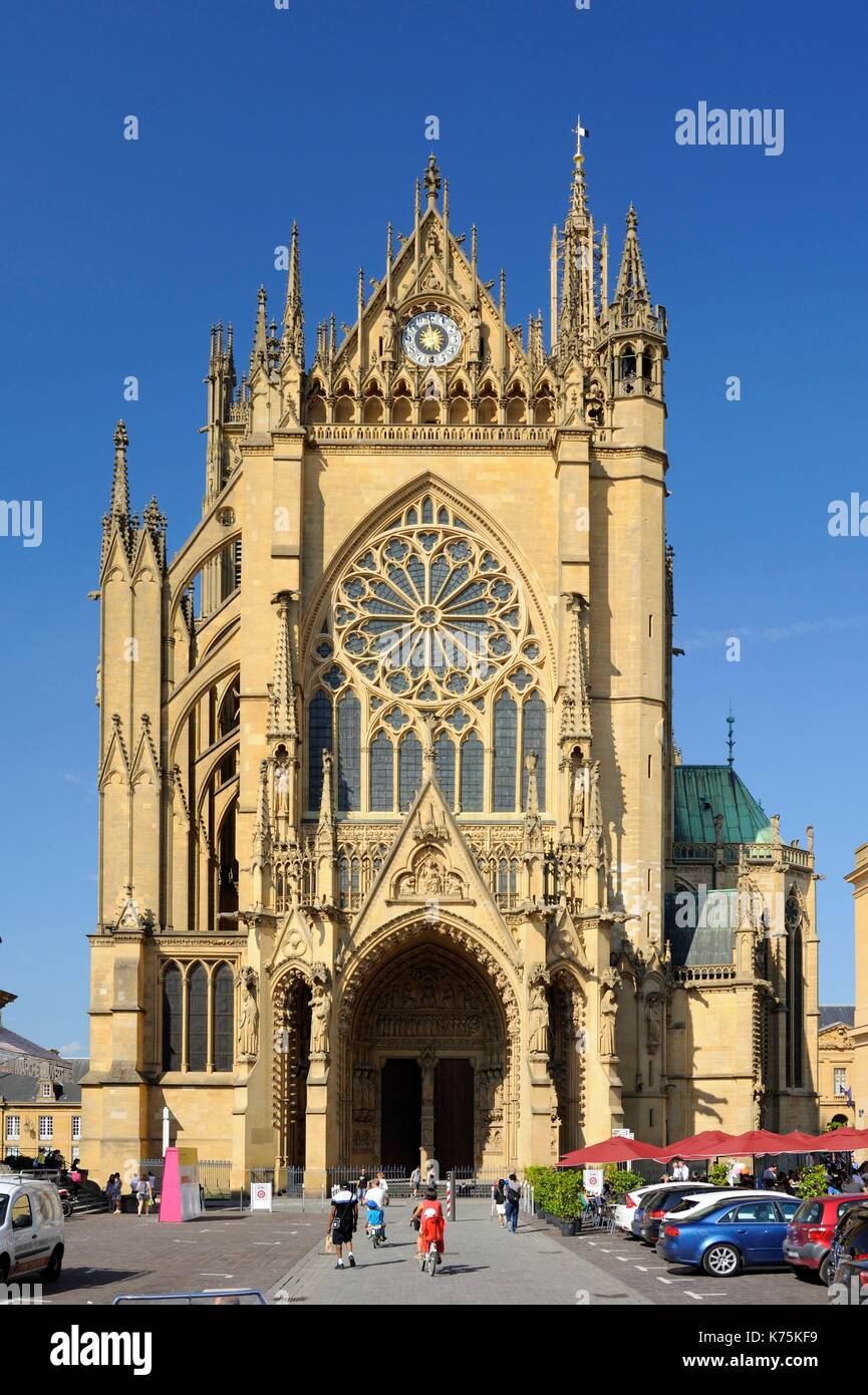 France, Moselle, Metz, Saint Etienne cathedral with Gothic architecture ...