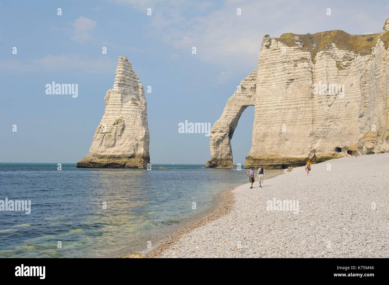 France, Seine Maritime, Etretat, Cliff of Aval and the Aiguille Creuse ...