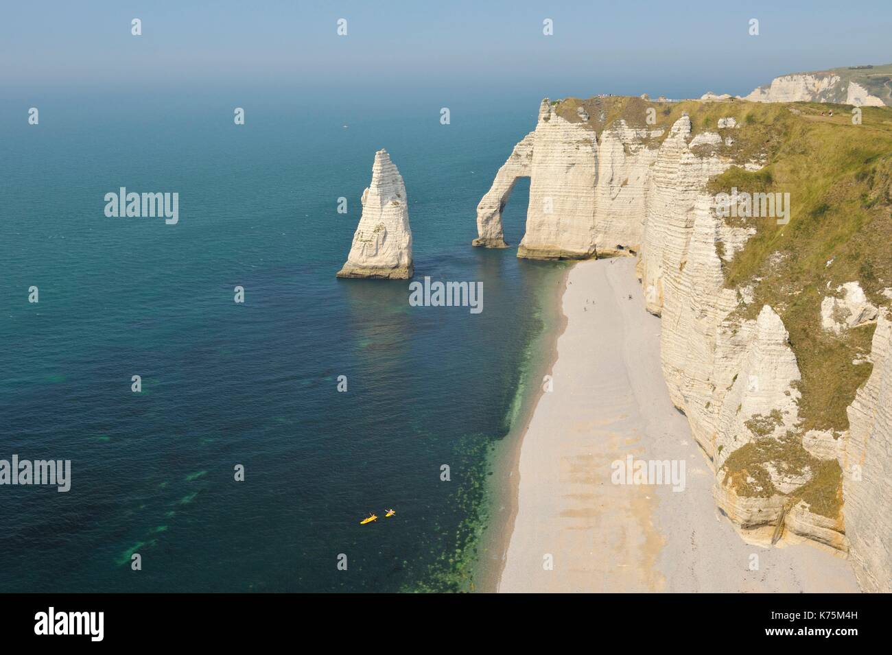 France, Seine Maritime, Etretat, Cliff of Aval and the Aiguille Creuse ...