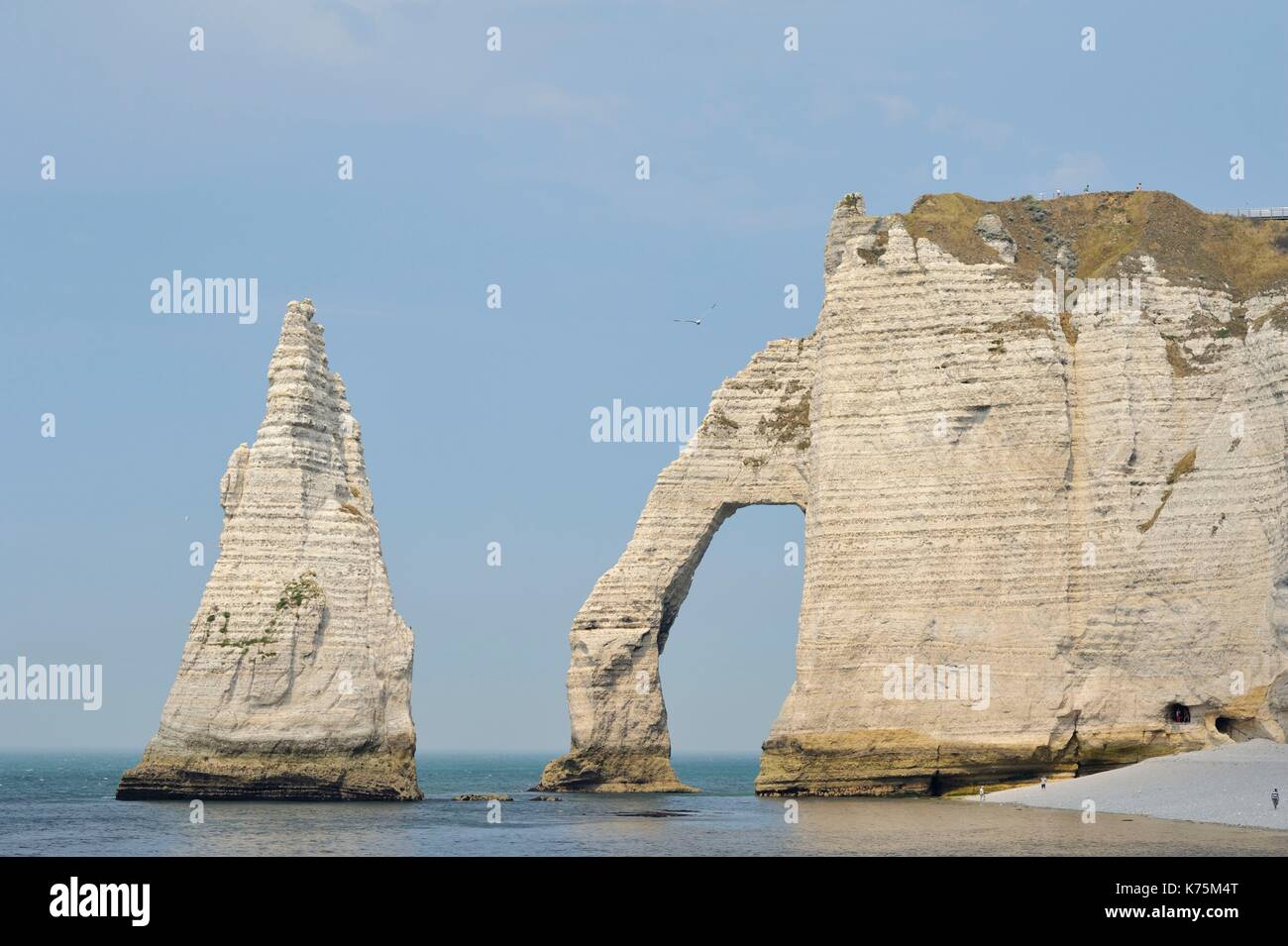 France, Seine Maritime, Etretat, Cliff of Aval and the Aiguille Creuse ...
