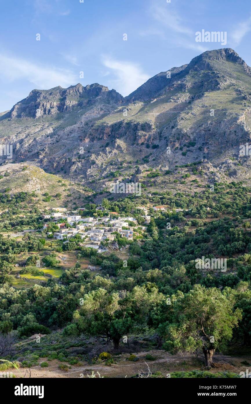 Geece, Crete, Hania district, Skaloti village at the foot of the White Mountains (or Lefka Ori) on the road between Frangokastello and Plakias Stock Photo