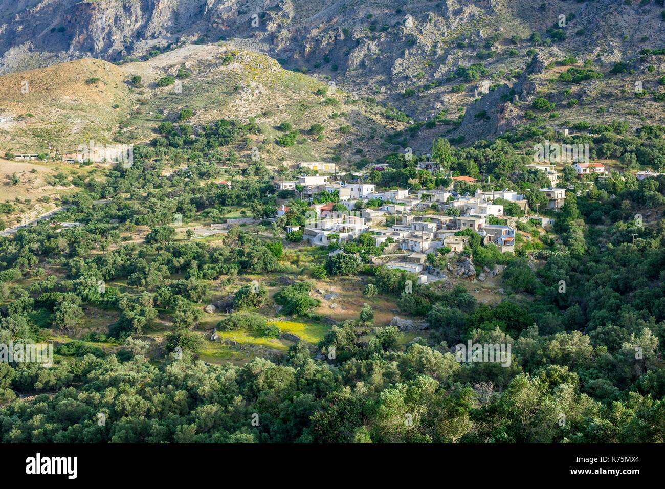 Geece, Crete, Hania district, Skaloti village at the foot of the White Mountains (or Lefka Ori) on the road between Frangokastello and Plakias Stock Photo
