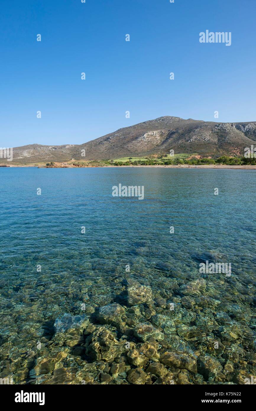 Greece, Eastern Crete, Lassithi district, Sitia Nature park is part of the UNESCO Global Geoparks, Palekastro, Chiona beach Stock Photo