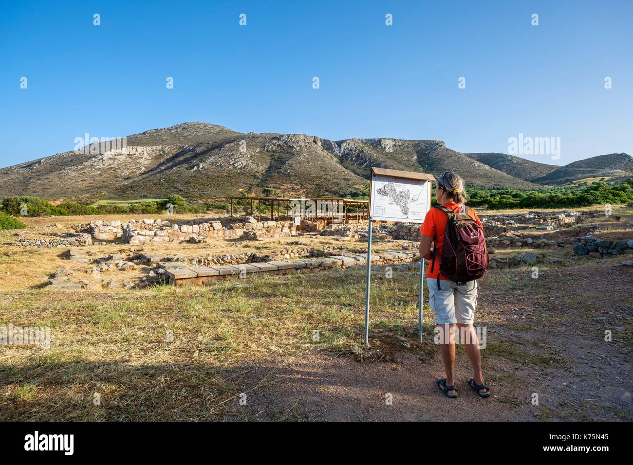 Greece, Eastern Crete, Lassithi district, Sitia Nature park is part of the UNESCO Global Geoparks, Palekastro, Roussolakos Minoan archeological site Stock Photo