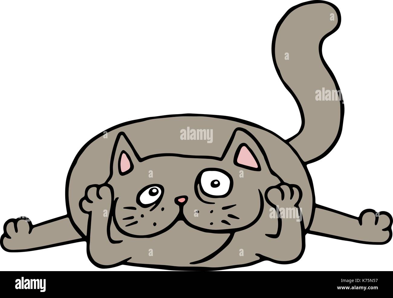 Cute grey cat lying on the floor. Vector illustration. Funny cartoon pet  character Stock Vector Image & Art - Alamy