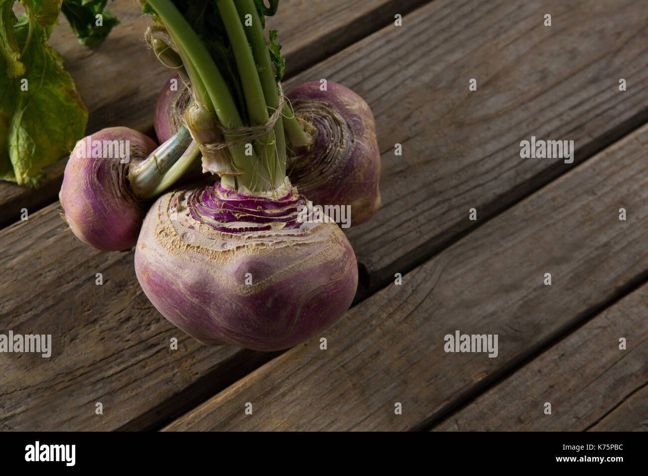 Close-up of turnip on wooden table Stock Photo