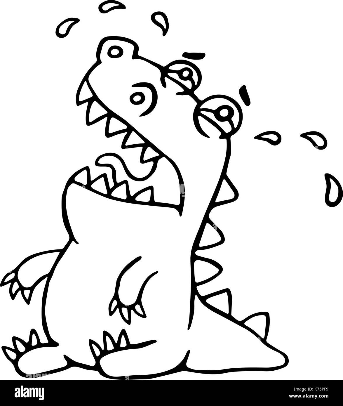 Cute crying dragon. Vector illustration. Funny cartoon character. Stock Vector