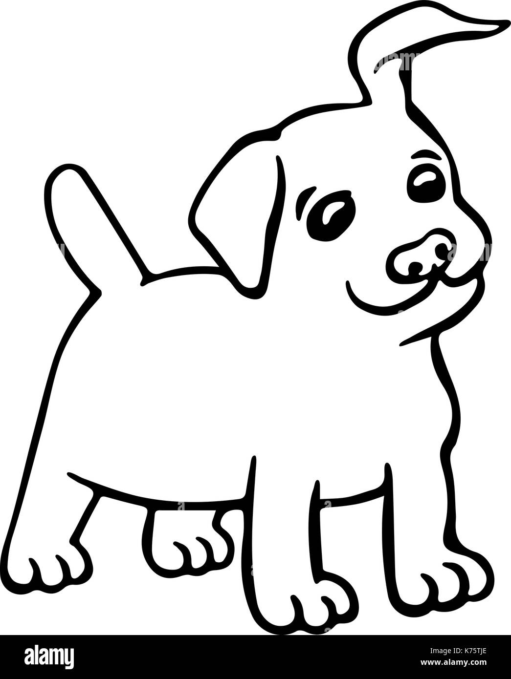 Funny Puppy Dog Isolated Vector Illustration. Cute Cartoon Fur Character.  Contour Freehand Digital Drawing. Cheerful Pet for Web Icons and Shirt  Stock Vector Image & Art - Alamy