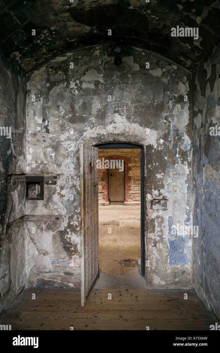 Ireland, County Cork, Cork City, Cork City Gaol, jail museum, prison cell interior Stock Photo