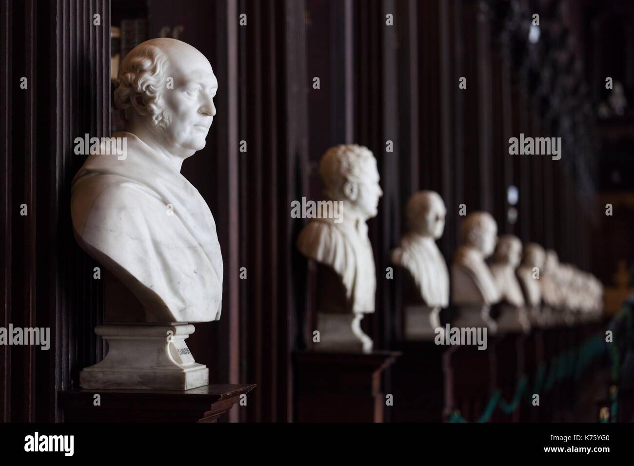 Ireland, Dublin, Trinity College, Old Library building, Long Room, busts Stock Photo Alamy