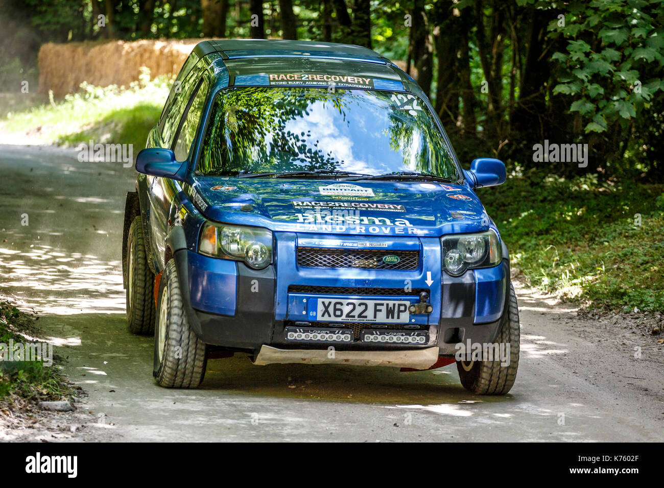 2001 Race2Recovery Land Rover Freelander rally car on the forest stage at the 2017 Goodwood Festival of Speed, Sussex, UK. Stock Photo
