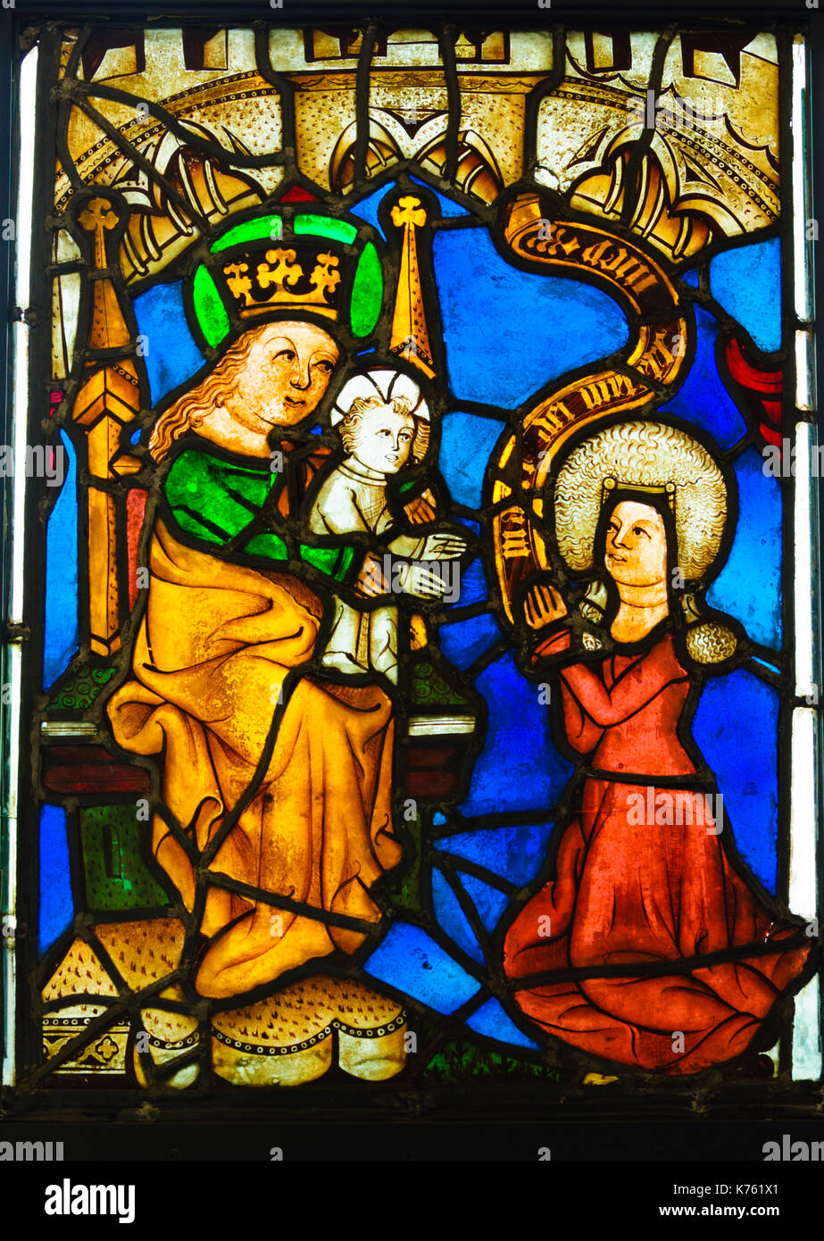 Stained glass made in Germany in the late 14th Century, depicting Female Donor Kneeling before