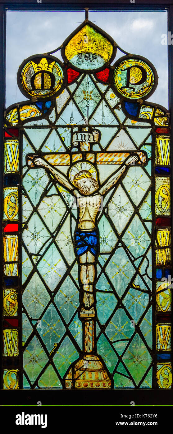 Stained glass panel made in England dated 14501500, depicting the