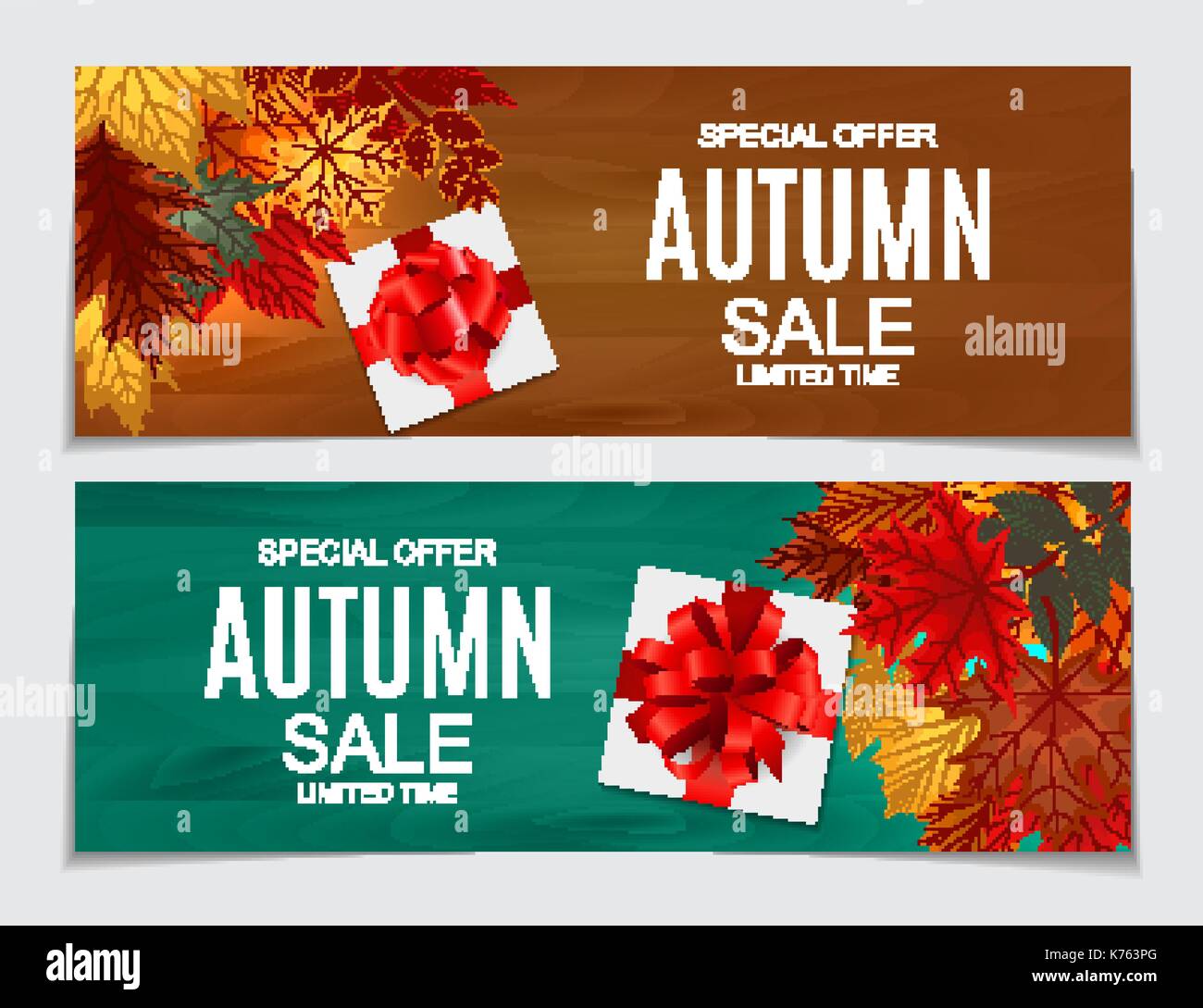 Abstract Vector Illustration Autumn Sale Background with Falling Autumn ...