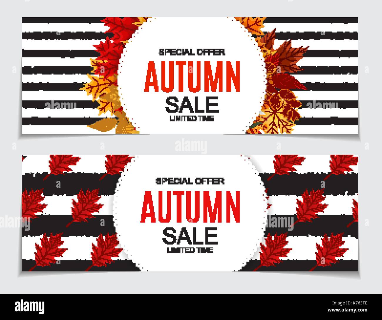 Abstract Vector Illustration Autumn Sale Background with Falling Autumn ...