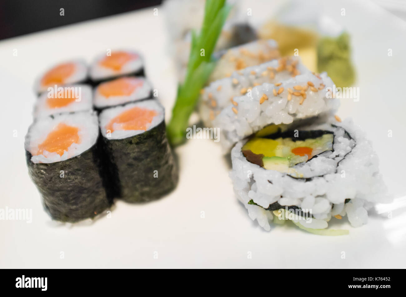 Big sushi set made of fresh vegetables and seafood Stock Photo - Alamy