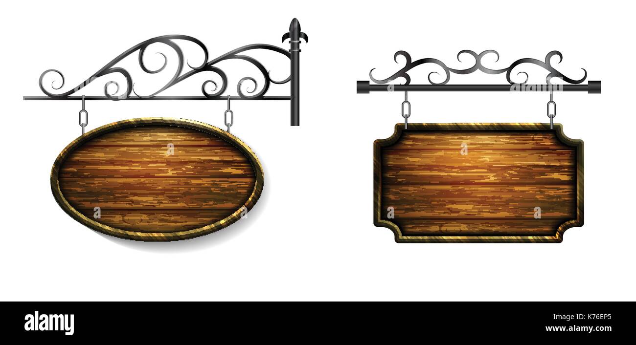 Wooden signs, vector icon set Stock Vector Image & Art - Alamy