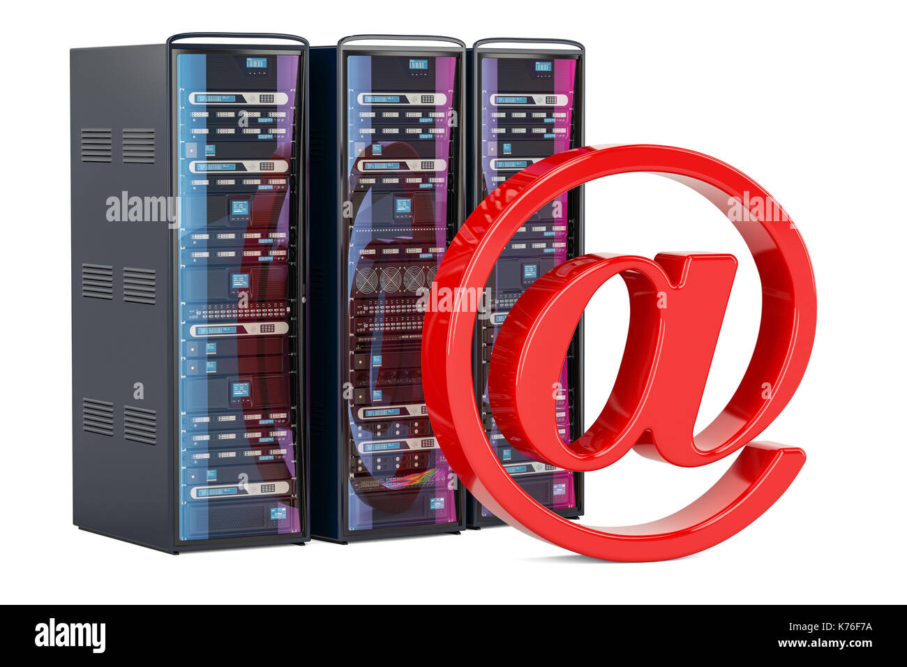 Computer Server Racks for male concept, 3D rendering isolated on white background Stock Photo