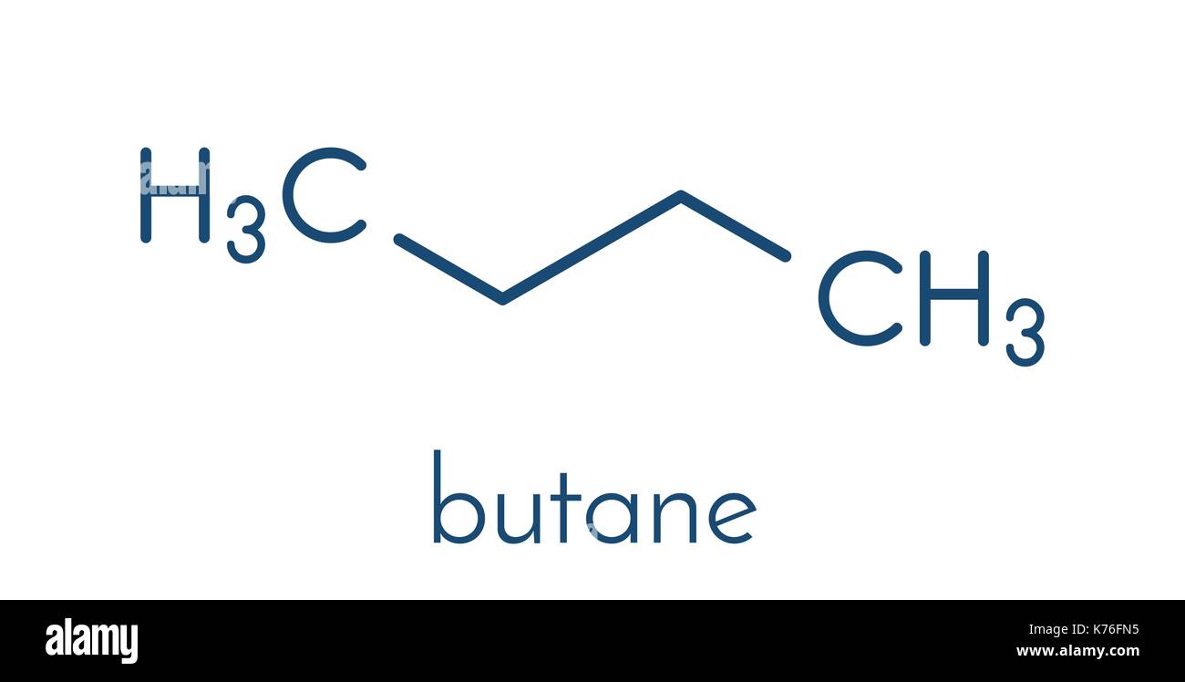 Butane hydrocarbon molecule. Commonly used as fuel gas, alone or
