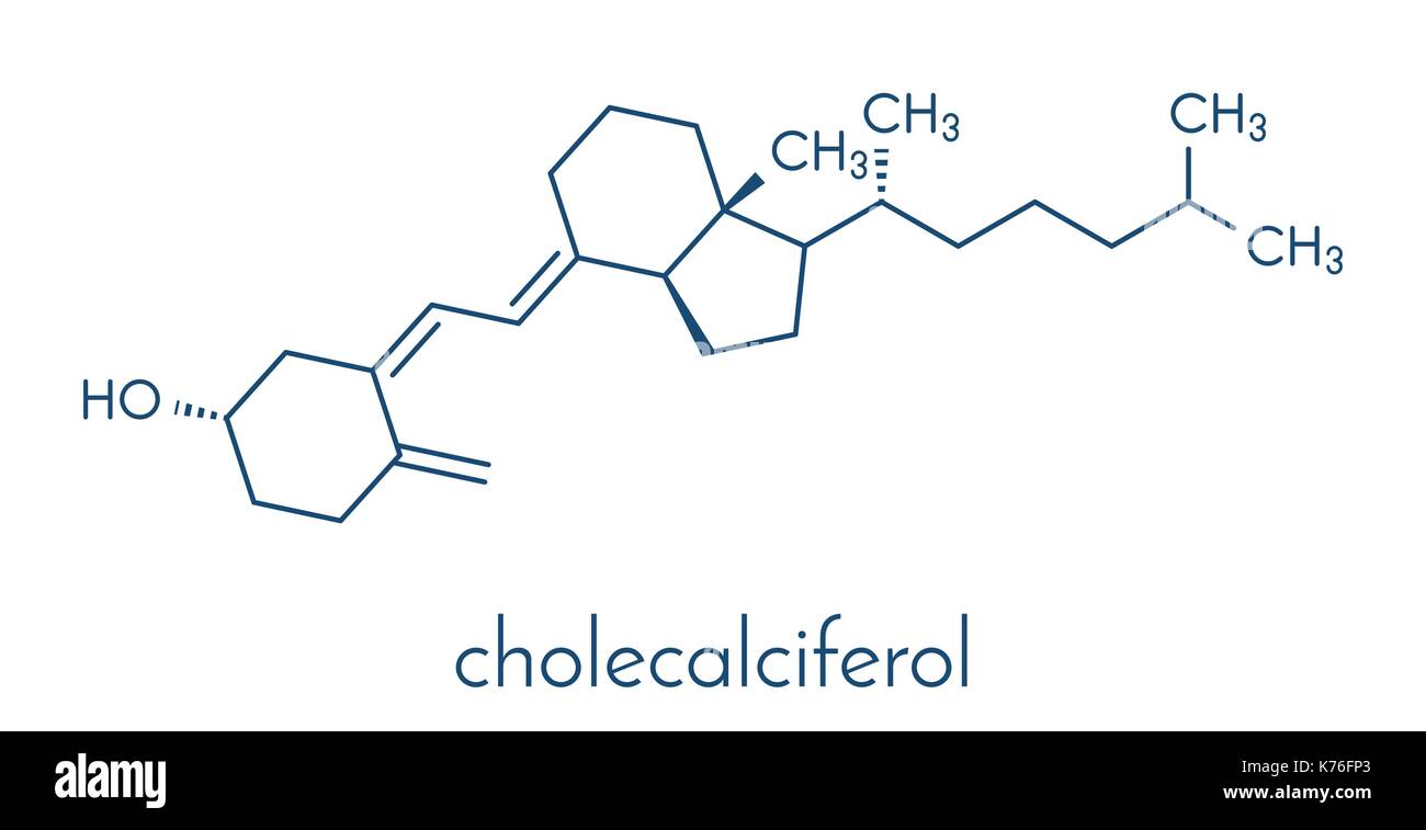 Vitamin D (D3, cholecalciferol) molecule. Skeletal formula. Stock Vector