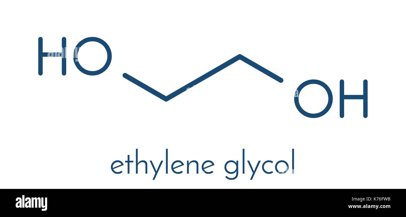 Ethylene glycol car antifreeze and polyester building block molecule. Skeletal formula. Stock Vector