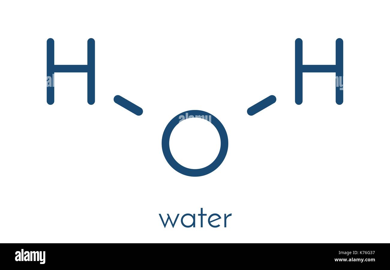 Water (H2O) molecule. Skeletal formula. Stock Vector