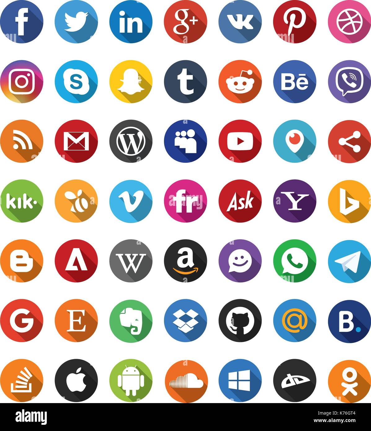 Social Media Flat Icons Stock Vector Image & Art - Alamy