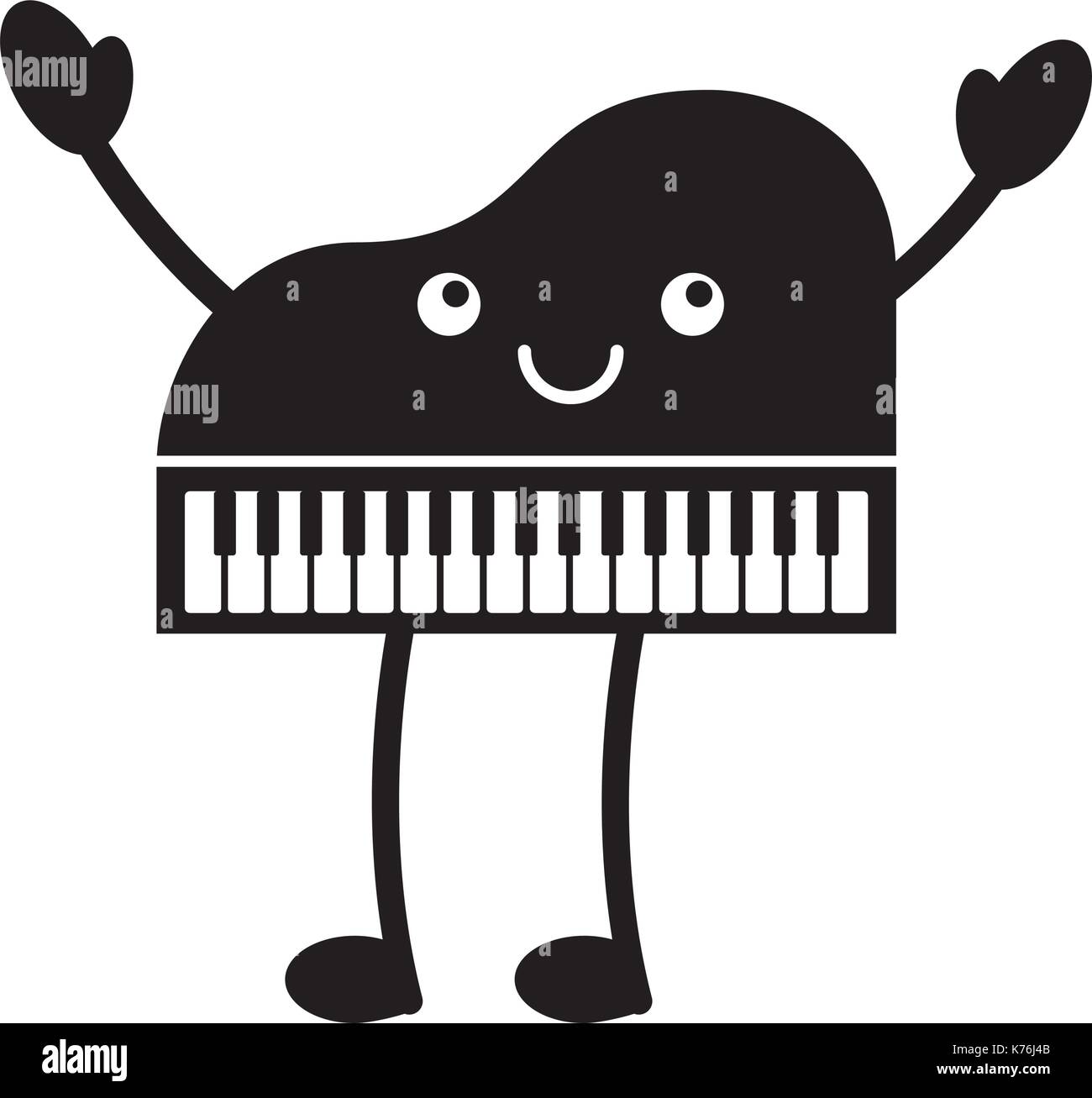 kawaii piano music instrument classic cartoon Stock Vector Image & Art ...