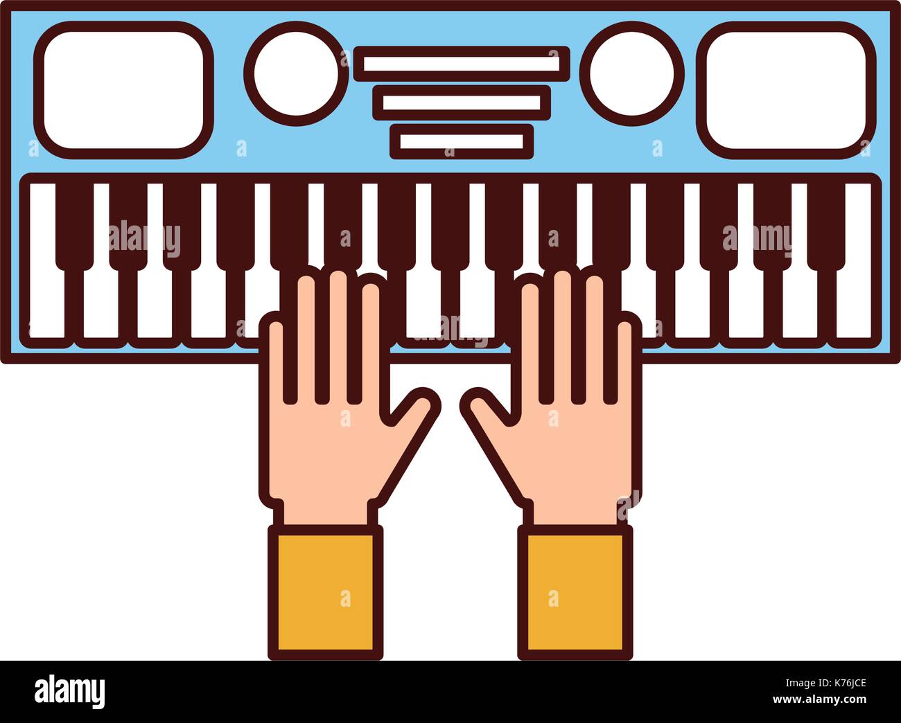 hand with synthesizer electronic instrument keyboard Stock Vector Image