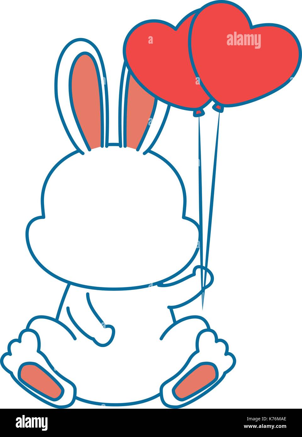 cute rabbit with balloons air vector illustration design Stock Vector ...