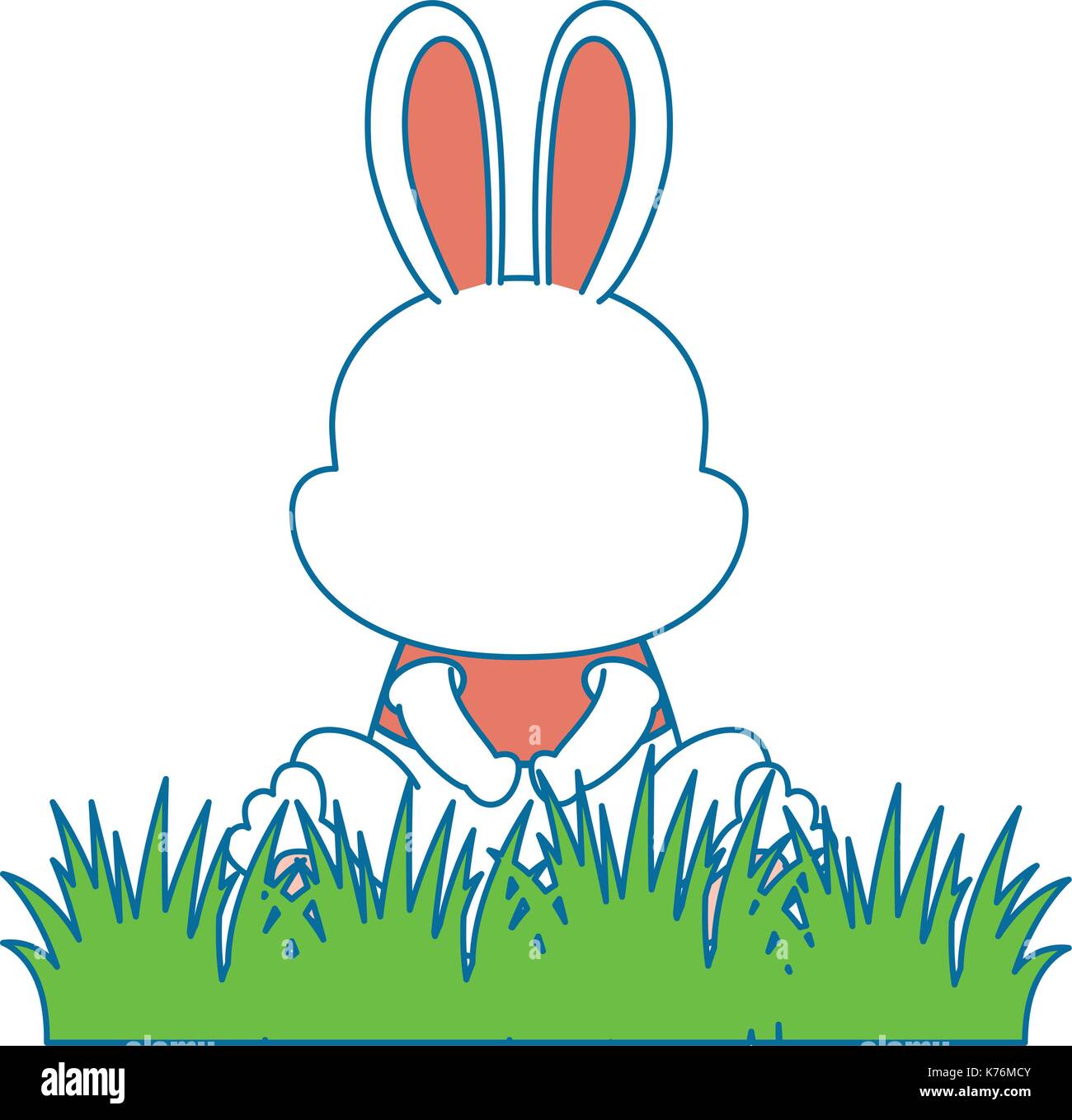 cute rabbit in landscape character icon vector illustration design ...