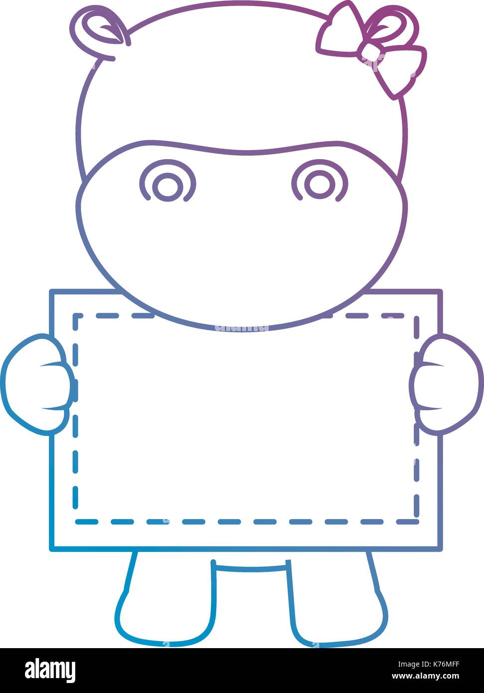 Cute Hippo With Banner Character Icon Vector Illustration Design