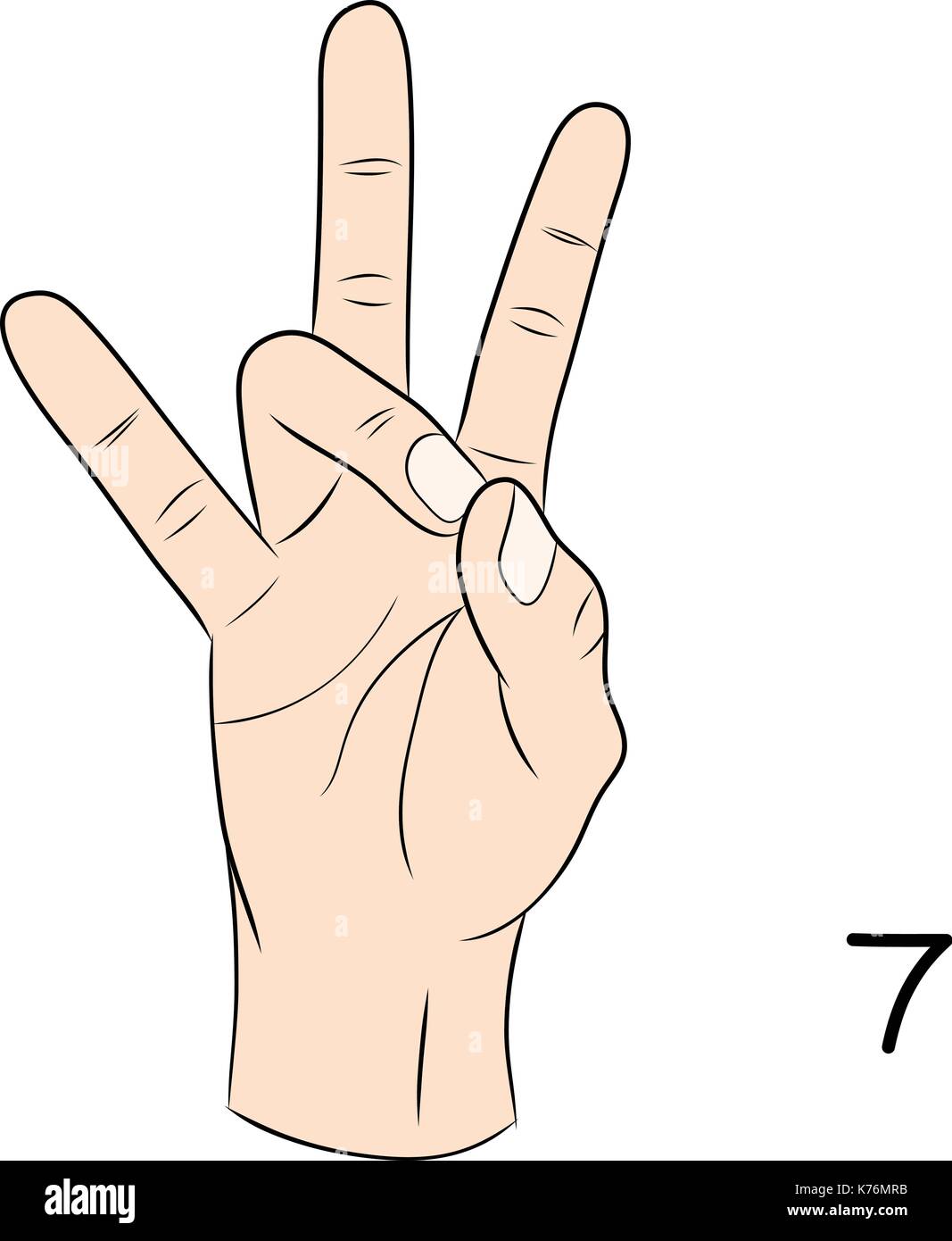 Sign language,Number 7 Stock Vector