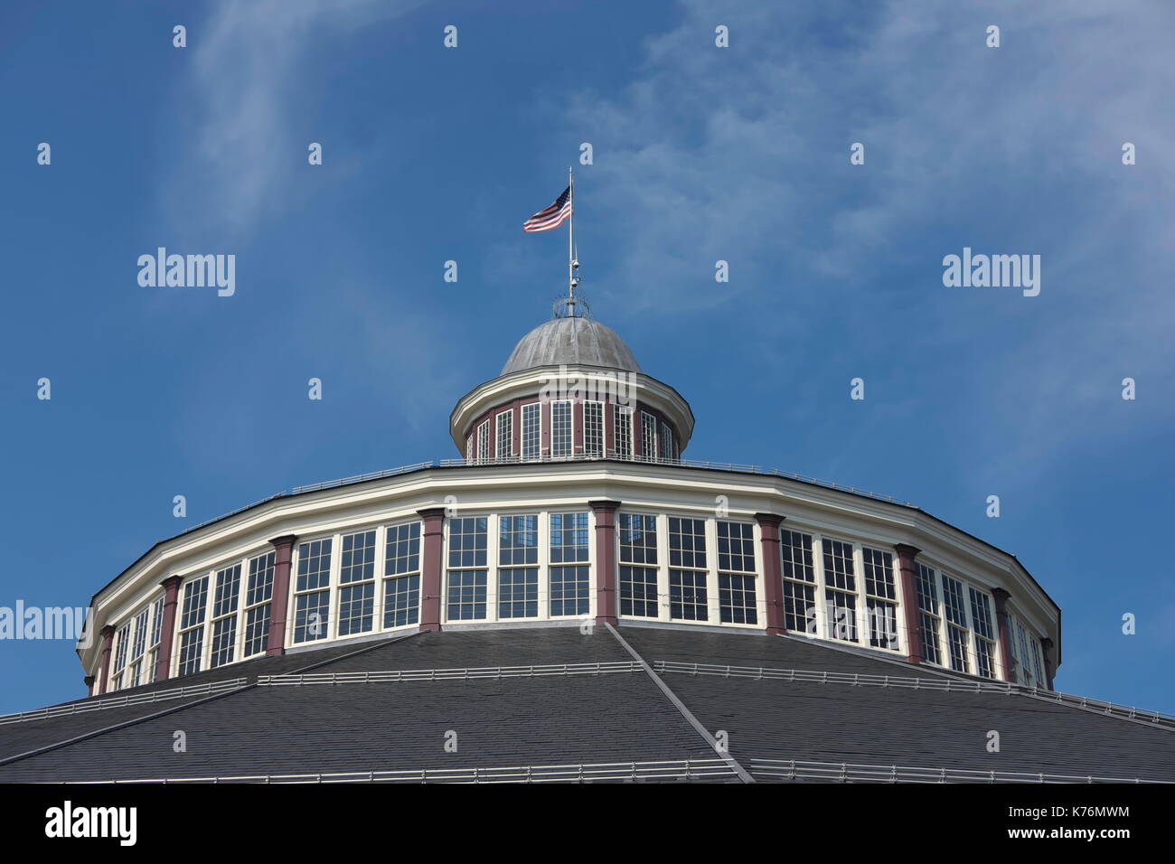 Roundhouse dome and U,S, flag at the B&O Railroad Museum, Baltimore, Maryland, USA Stock Photo