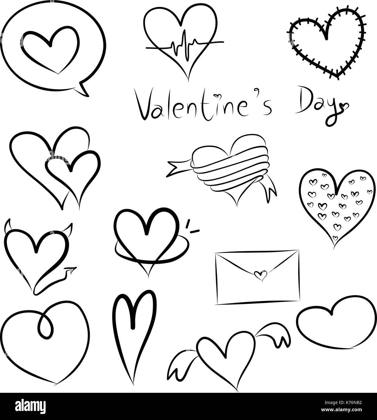 Set of doodle hearts Stock Vector Image & Art - Alamy