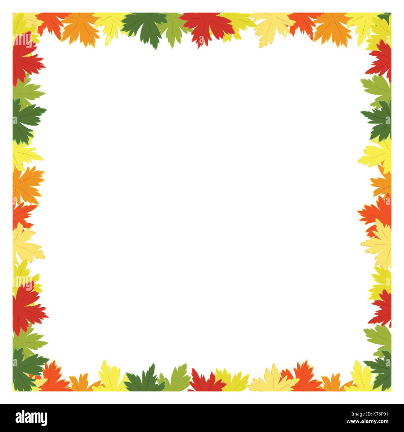Colorful fall leaves background, multi colored autumn leaves frame ...