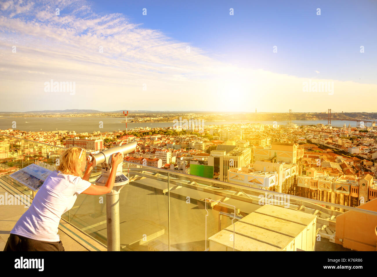 Bridge april 25 and Cristo Rei Stock Photo