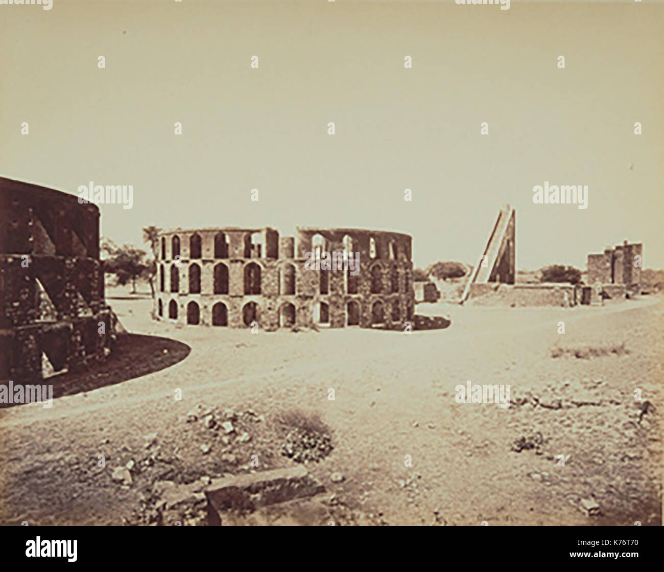 Part of the ancient Benares (aka Varanasi, Banaras and Kashi) Observatory complex, India. (note the similarity to Stonehenge structure) Stock Photo