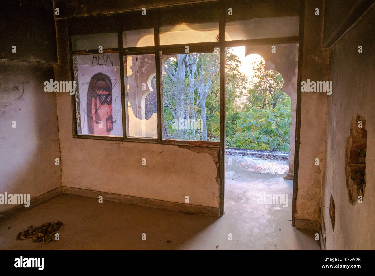 Residential building at abandoned Maharishi Mahesh Yogi Ashram (Beatles Ashram). Stock Photo