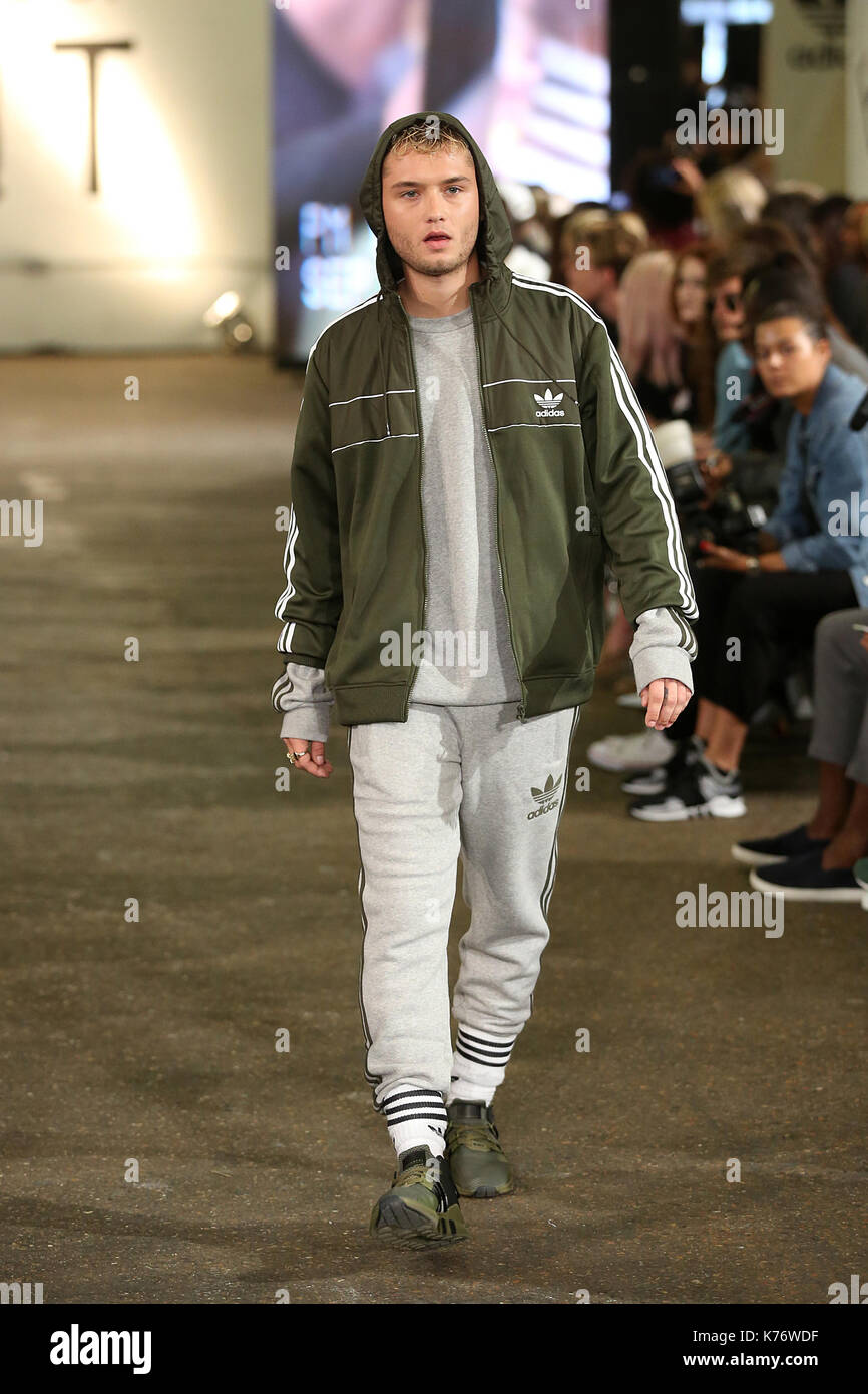 Model Rafferty Law during 'Streets of EQT', a street style presentation to  celebrate Hailey Baldwin's new Adidas EQT campaign during London Fashion  Week SS18 held at The Old Truman Brewery, London. Picture