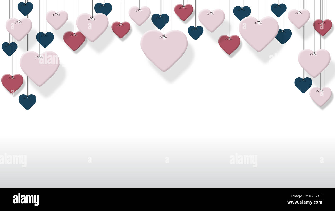 Background of colorful hearts hanging with copy space / Background for ...