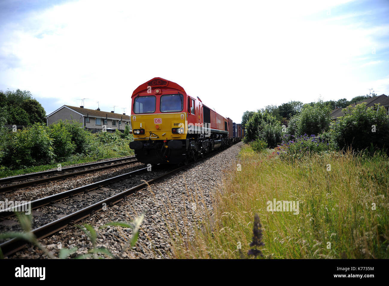 '66097' at Eastbrook with a Barry Docks - Alexandra Docks Junction train. Stock Photo