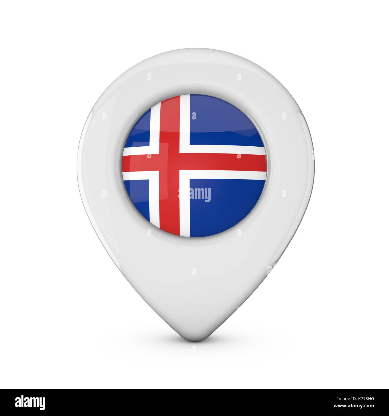 Iceland flag location marker icon. 3D Rendering Stock Photo - Alamy