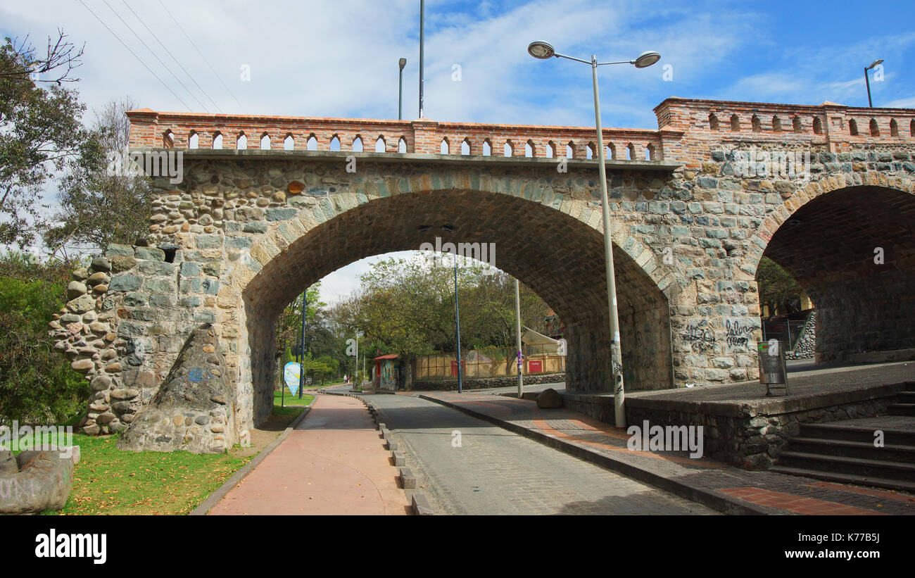 View of the broken bridge, one of the main tourist sites of the city of Cuenca Stock Photo