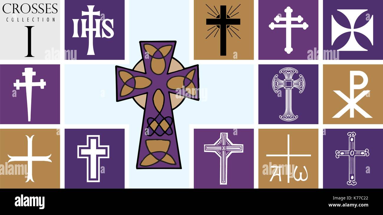 Big Collection Various Types Vector Crosses Stock Vector Royalty Free 103390562